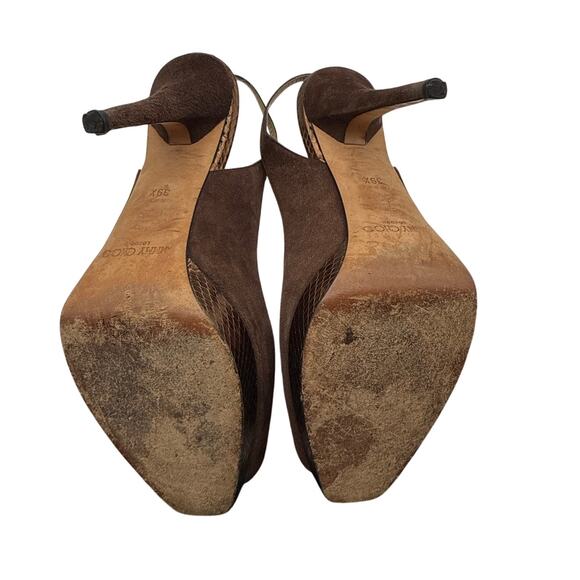 Jimmy Choo Platform Slingback Peep-toe High Heels in Brown Suede Size 39.5 - Picture 7 of 8